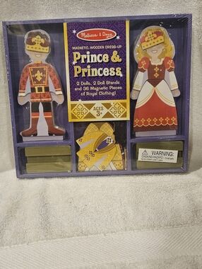 MELISSA & DOUG PRINCE AND PRINCESS MAGNETIC WOODEN DRESS UP DOLLS